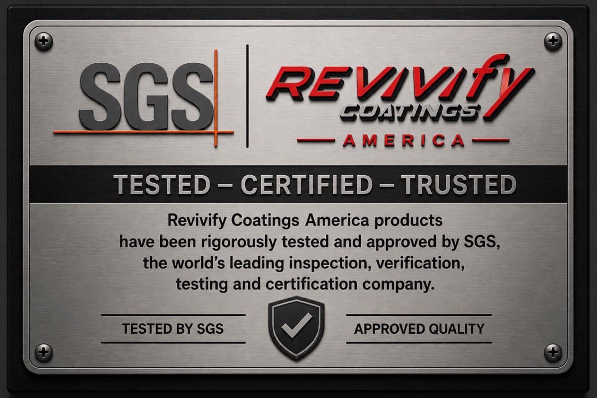 Revivify SGS testing and certification plaque